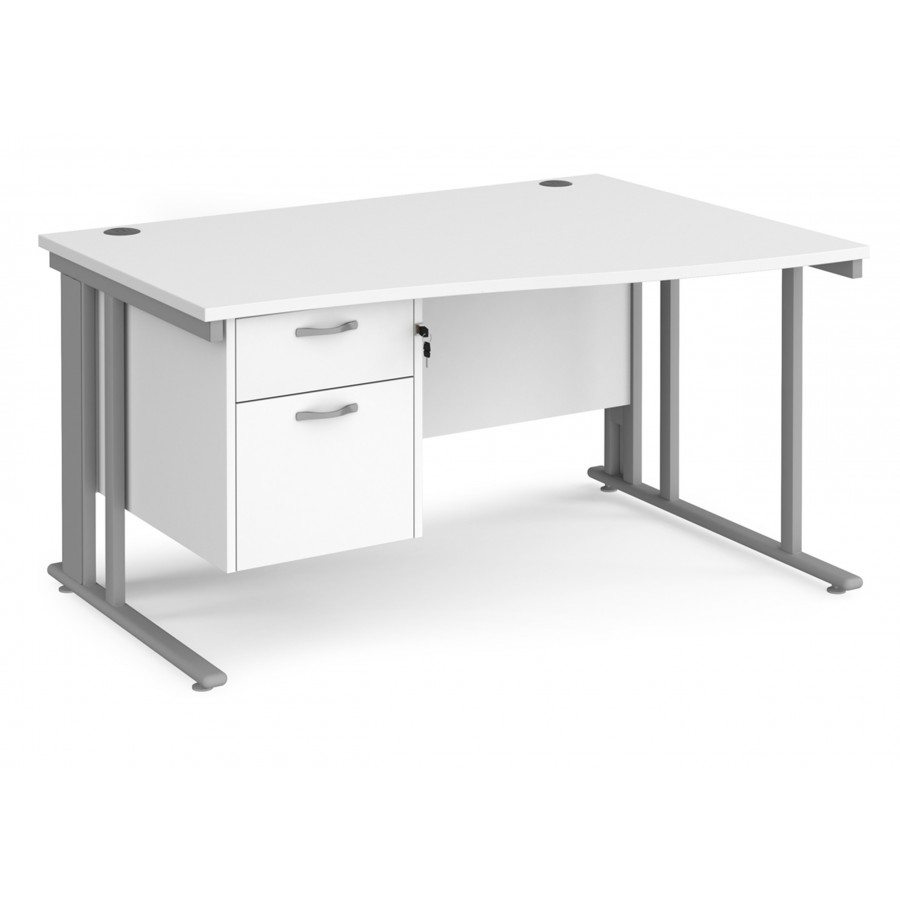 Maestro Cable Managed Leg Wave Desk with Two Drawer Pedestal